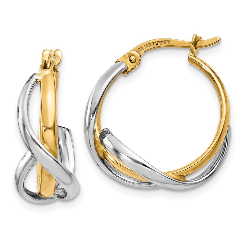 Million Charms 14k Two-Tone Polished Twisted Hoop Earrings 20 L X 5 Mm W 575$